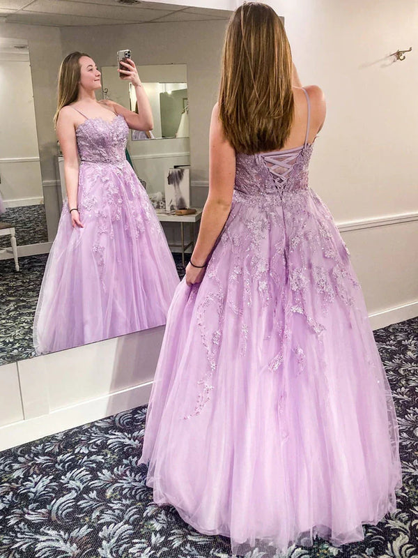 SSR1059,Sweetheart Purple Tulle Lace Long Prom Dresses, Formal Evening Dresses