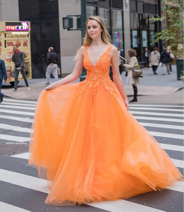 SSR1308,Vestido Orange Tulle A-Line Prom Evening Dresses