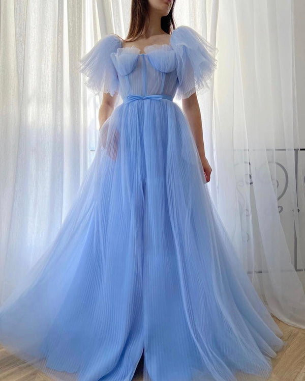 SSR0662,Baby blue tulle prom dresses tulle prom evening dress