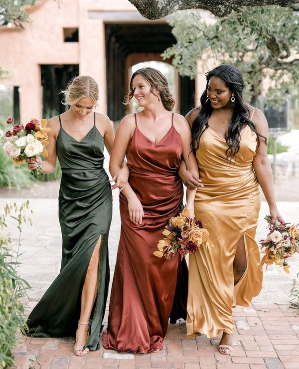 Colorful Straps Satin Cheap Bridesmaid Dresses