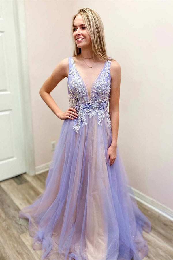 SSR1289,Princess A-Line Lavender Long Formal Dress with Appliques