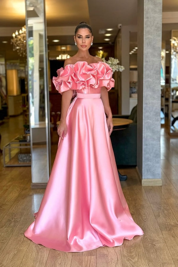 Lovely Pink Off-The-Shoulder Prom Dress ssr0470