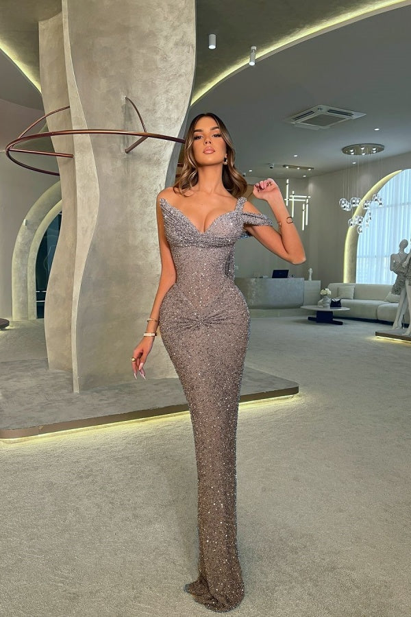 Silver One-Shoulder Sequins Mermaid Prom Dress ssr0267