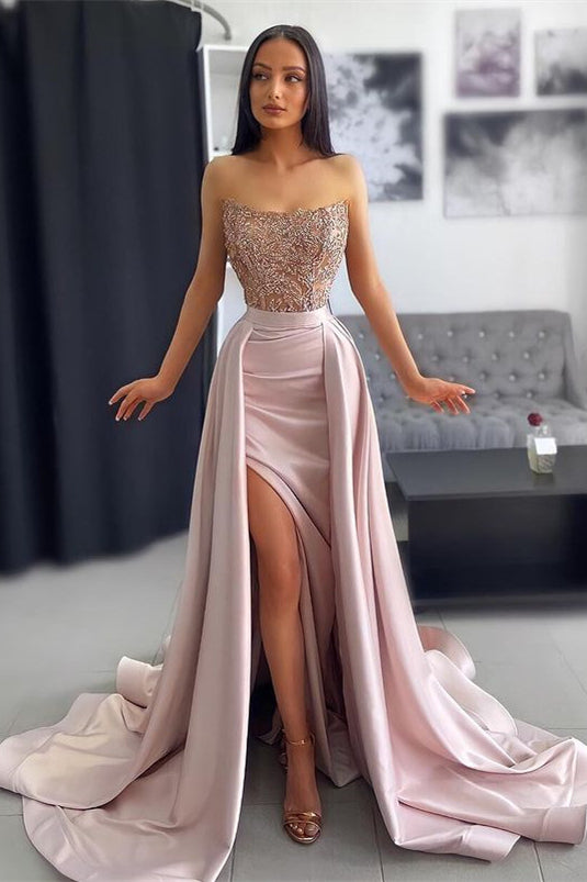 Chic Pink Off-the-shoulder Sleeveless with Applique Pleated evening dress