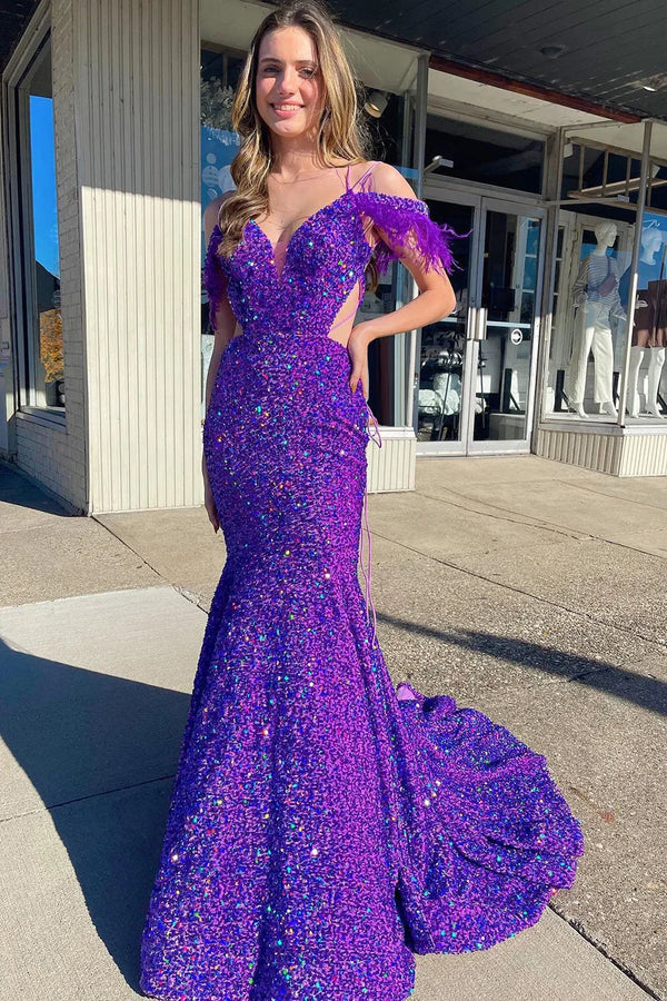 Sparkle Sequin Mermaid Off The Shoulder Prom Dress