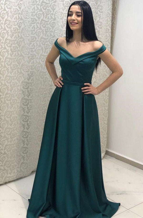 SSR0603,Emerald green prom dresses off the shoulder floor length formal gown for special occasions