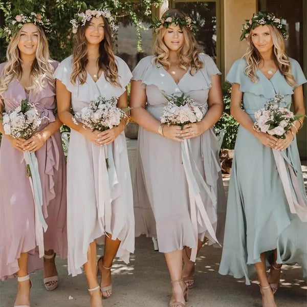 SSR1088,Chiffon bridesmaid dresses ruffle long bridesmaid dress
