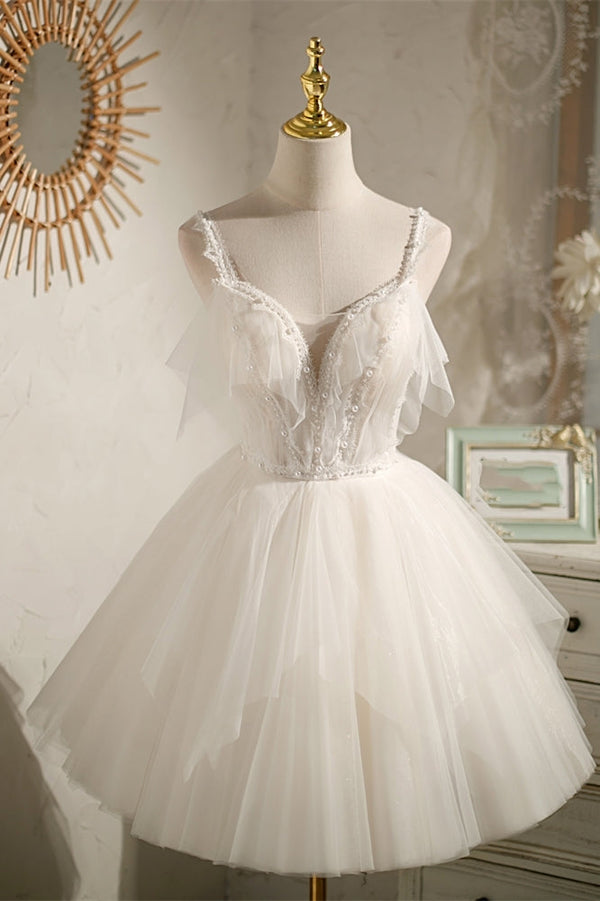Sweet Ivory A-line Lace and Tulle Short Party Dress