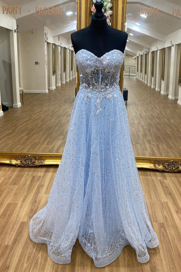 Blue Sweetheart A-line Long Formal Dress