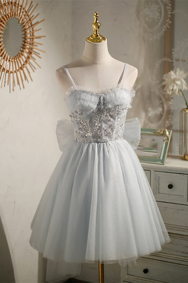 Princess Grey Beaded Short A-line Party Dress