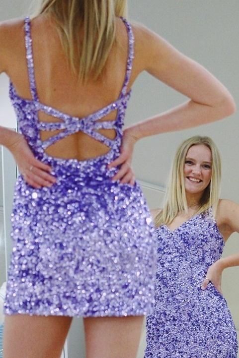 SSR1107,Glitter purple homecoming dresses mini sleeveless graduation dress