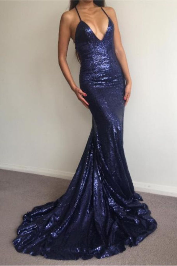 SSR0018,Sexy Mermaid Blue Prom Dress,Cross Back Evening Long Dresses