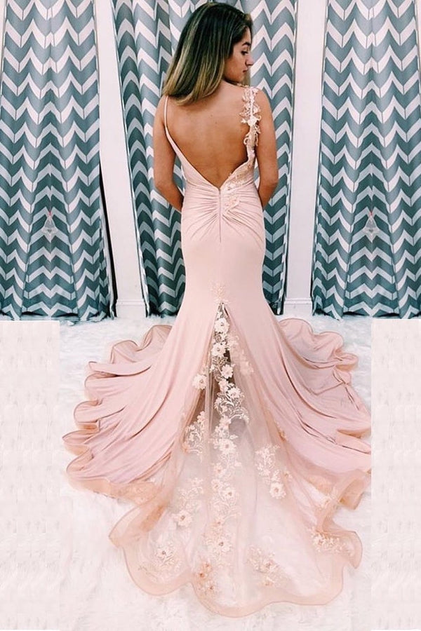 SSR0776,Mermaid pink evening dresses trumpet satin prom dress
