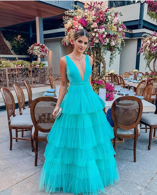 SSR0238,Long Prom Dresses Tulle V-neck Evening Dresses Sexy Prom Dress
