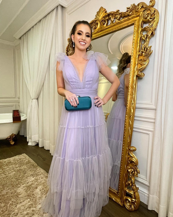 SSR1215,Princess Lilac Tulle A-Line Prom Dresses,8th Grade Graduation Dresses