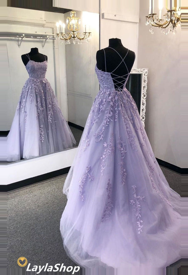 SSR0062,Backless Purple Lace Prom Dress with Train, Open Back Long Purple Lace Formal Evening Dresses