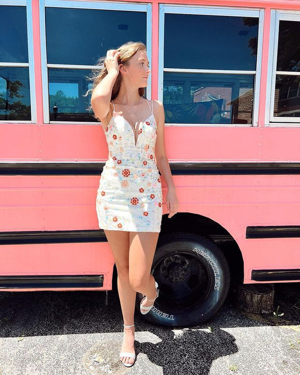 SSR1291,Sweet Beaded Sheath Homecoming Dresses Beading Mini Prom Evening Dress