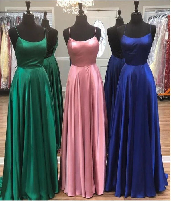 SSR0211,Simple cross back long prom dress satin evening dresses formal gown