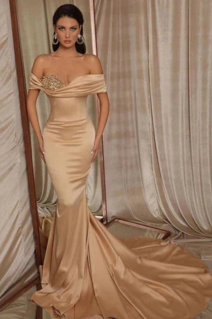 Long Mermaid Prom Dress With Glitter Off Shoulder Sexy Evening Dress Party Dress