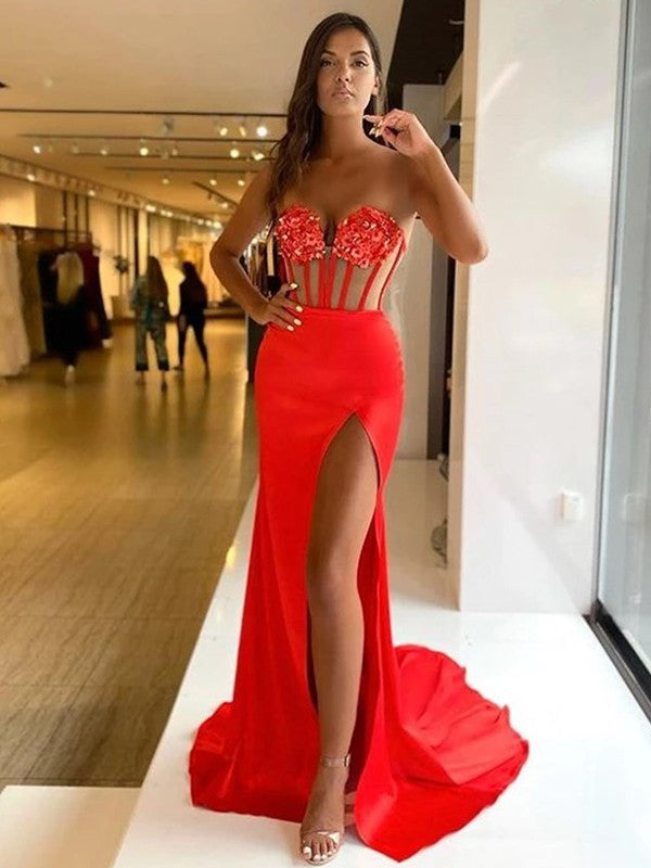 SSR1081,Red sweetheart mermaid sexy prom evening dresses