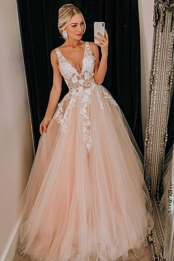 SSR0011,Charming Prom Dress,Tulle White Applique Evening Dresses